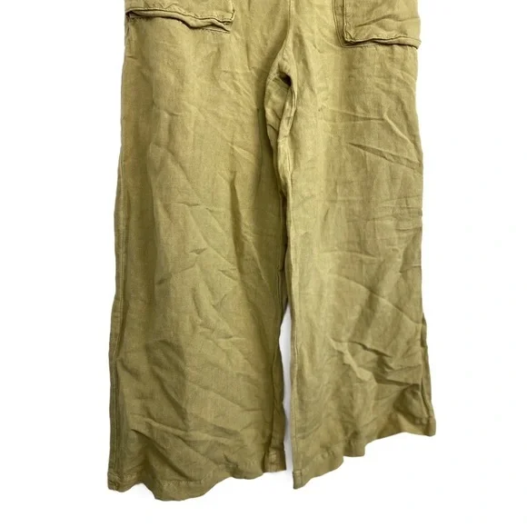 Young Fabulous‎ and Broke YFB Linen Blend Sailor Wide Leg Pants, Green - Size L - Picture 4 of 8
